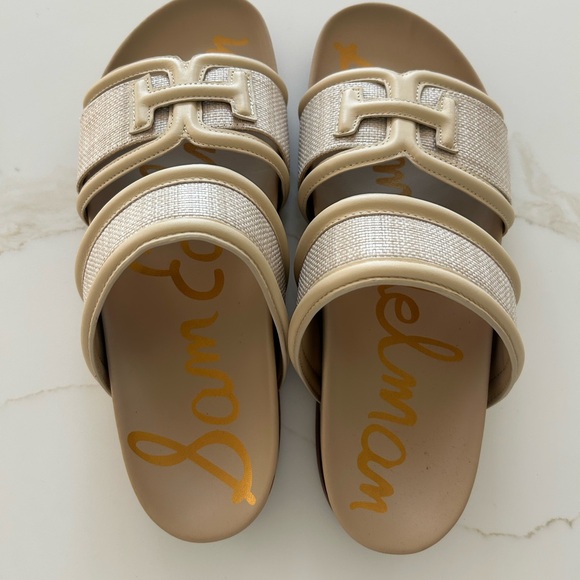 Sam Edelman Women's Tan and Cream Slide Sandals - Picture 1 of 2